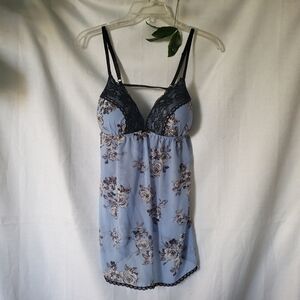 Apt 9 Lingerie Sleep Set Womens Size L Baby Blue Rose Camisole Adjustable Nwt
